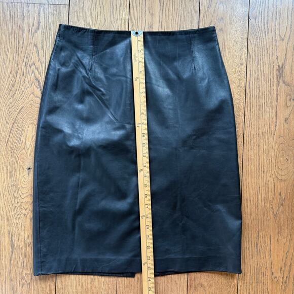 Vintage Barneys New York Black Leather Pencil Skirt SZ 44 Made in Italy Lined - Picture 7 of 8